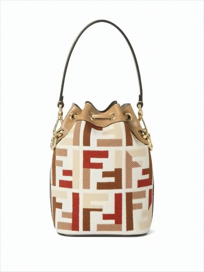 Fendi Bucket-Style Shoulder Bag With Geometric Pattern