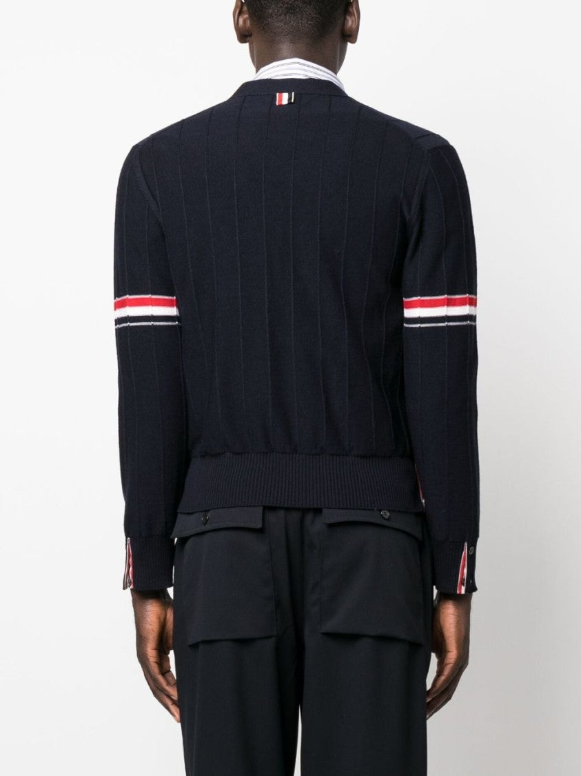 Thom Browne Stripe V-Neck Cardigan