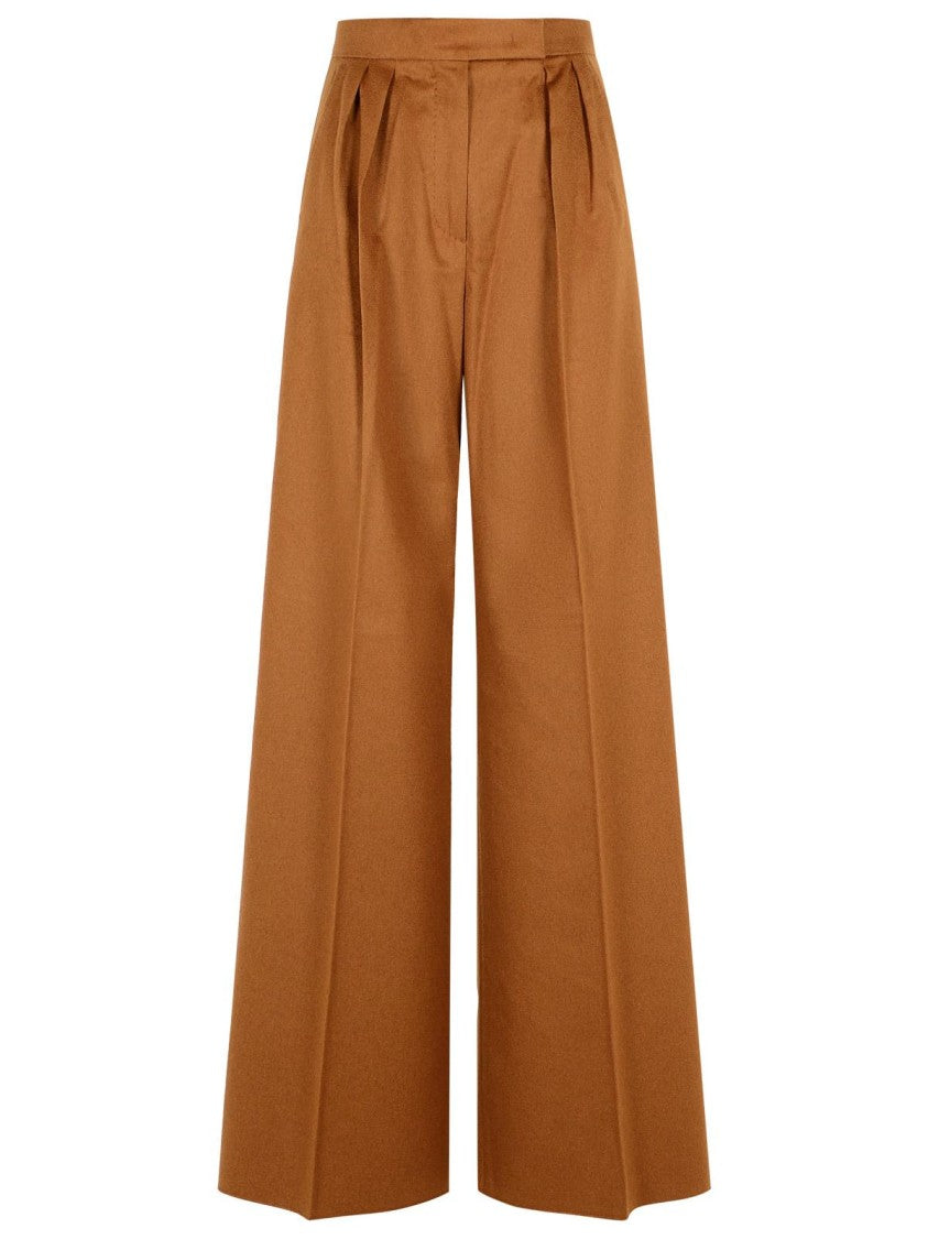 Max Mara 'Borneo 1234' Wide Camel Leather Pants