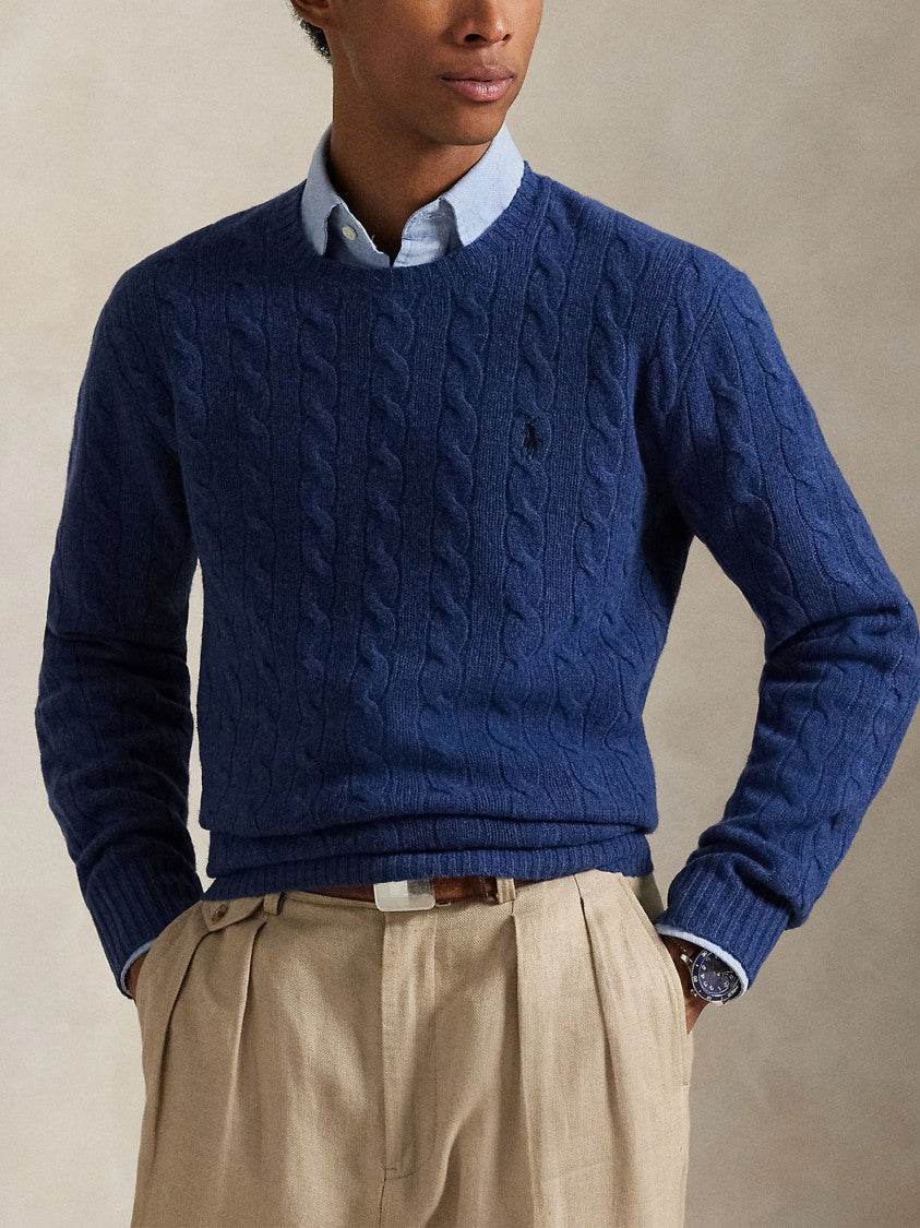 Polo Ralph Lauren Blue Pullover Cable Knit Cotton Sweater