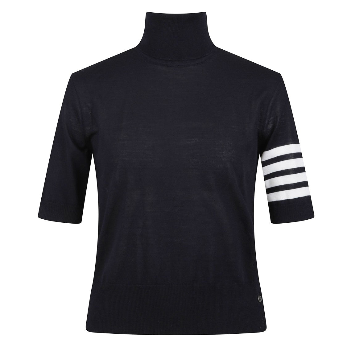 Thom Browne Short-Sleeve Ribbed Wool Top