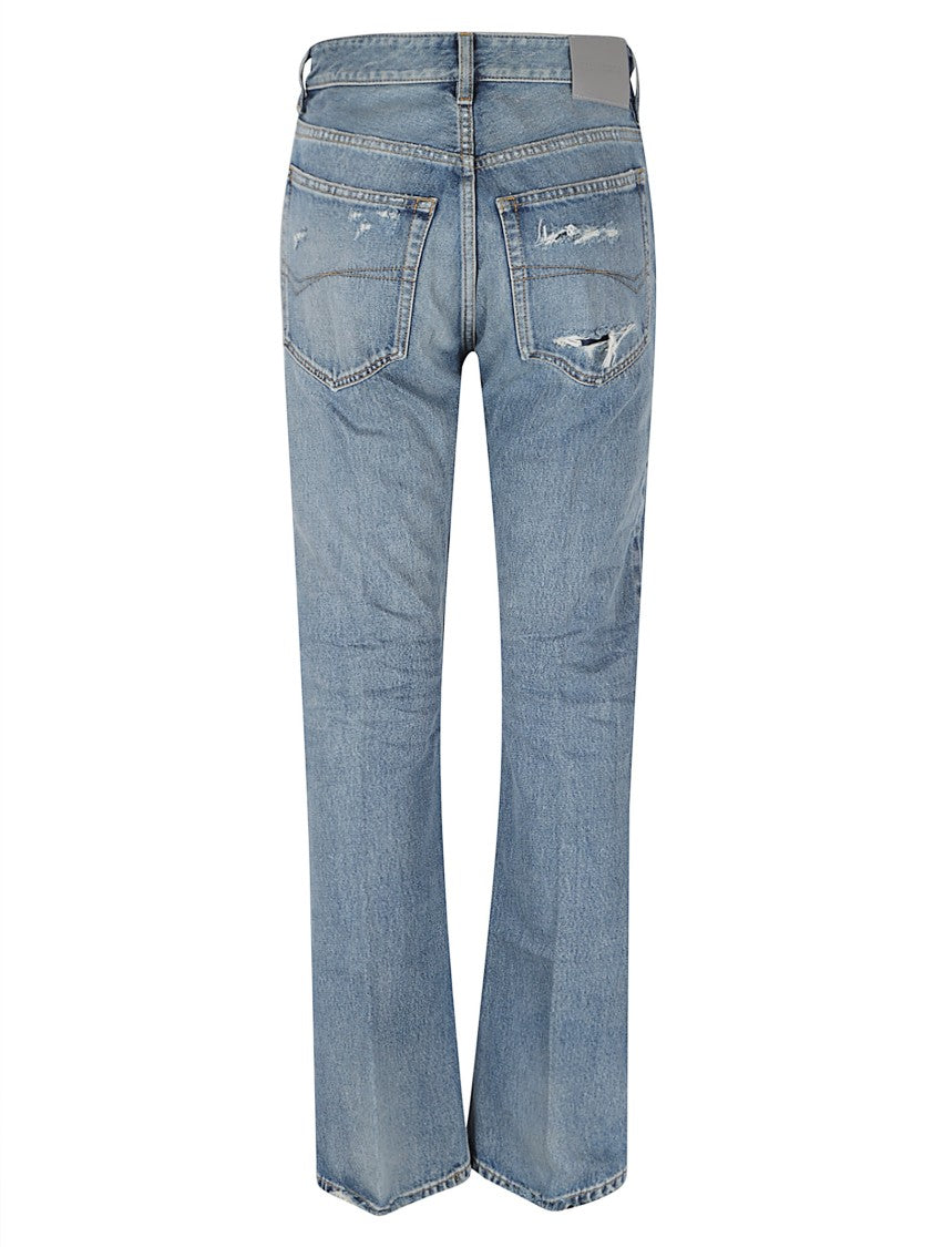 Balenciaga Blue Denim Whiskered Straight-Leg Jeans