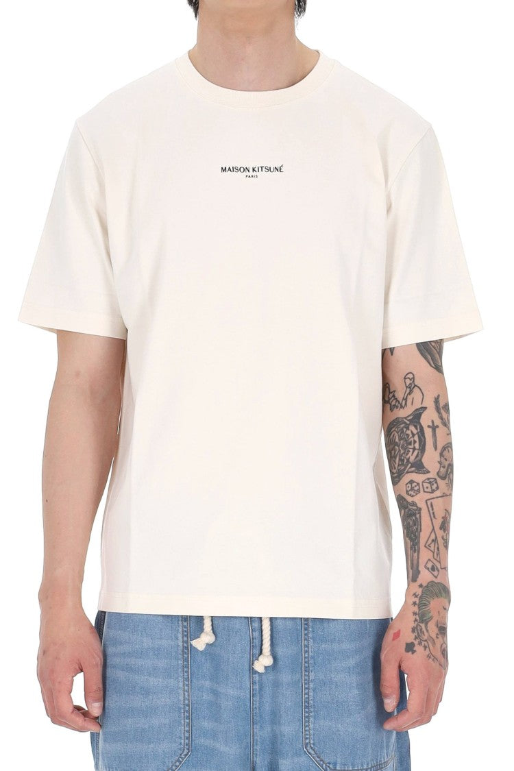Maison Kitsuné Maison Kitsuné Paris Embroidered Cotton T-Shirt