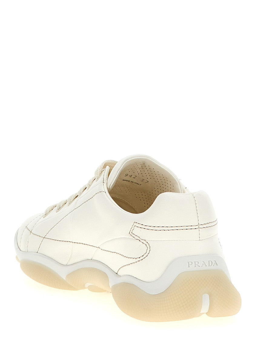 Prada Nappa Leather Sneakers With Contrast Stitching