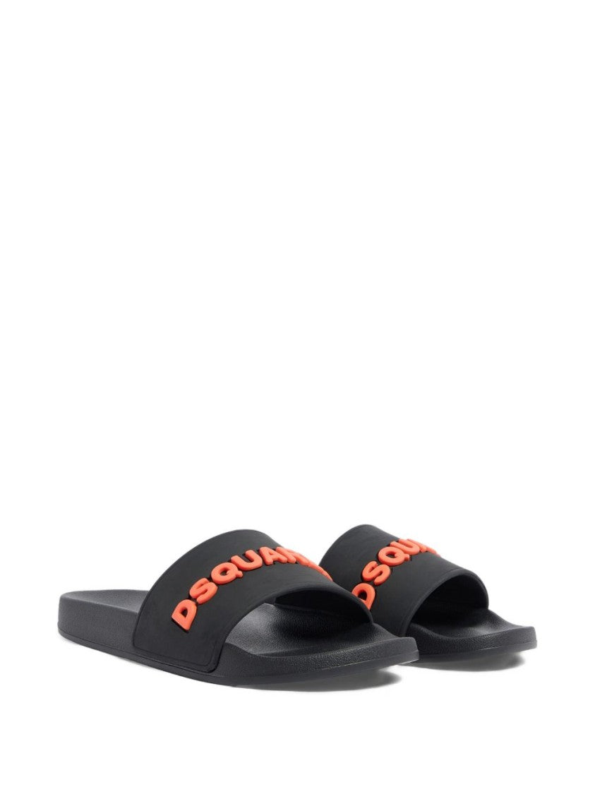 Dsquared2 Open Toe Slip-On Sandals With Raised Logo Lettering
