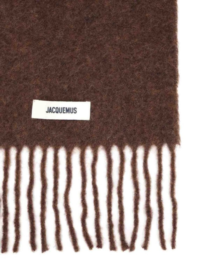 Jacquemus Brown Textured Fringed Scarf