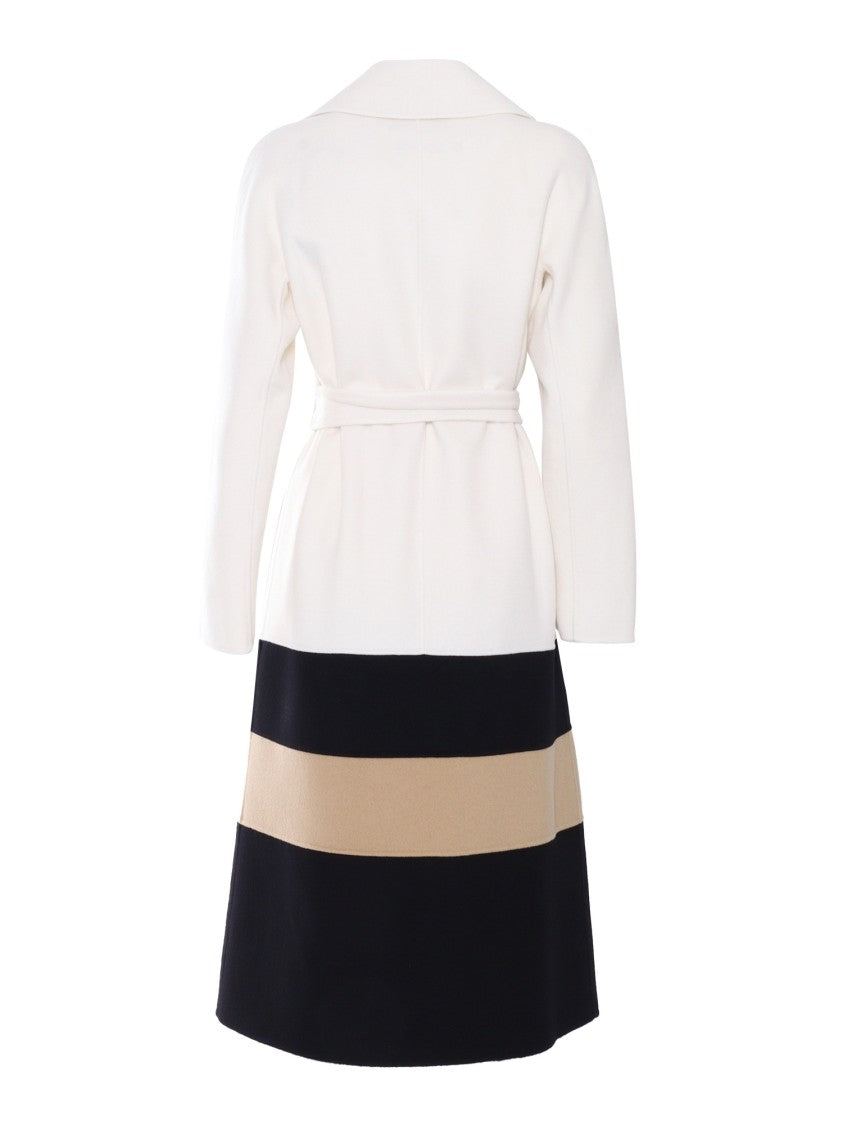 Max Mara Tailored Wrap Coat With Contrasting Stripes