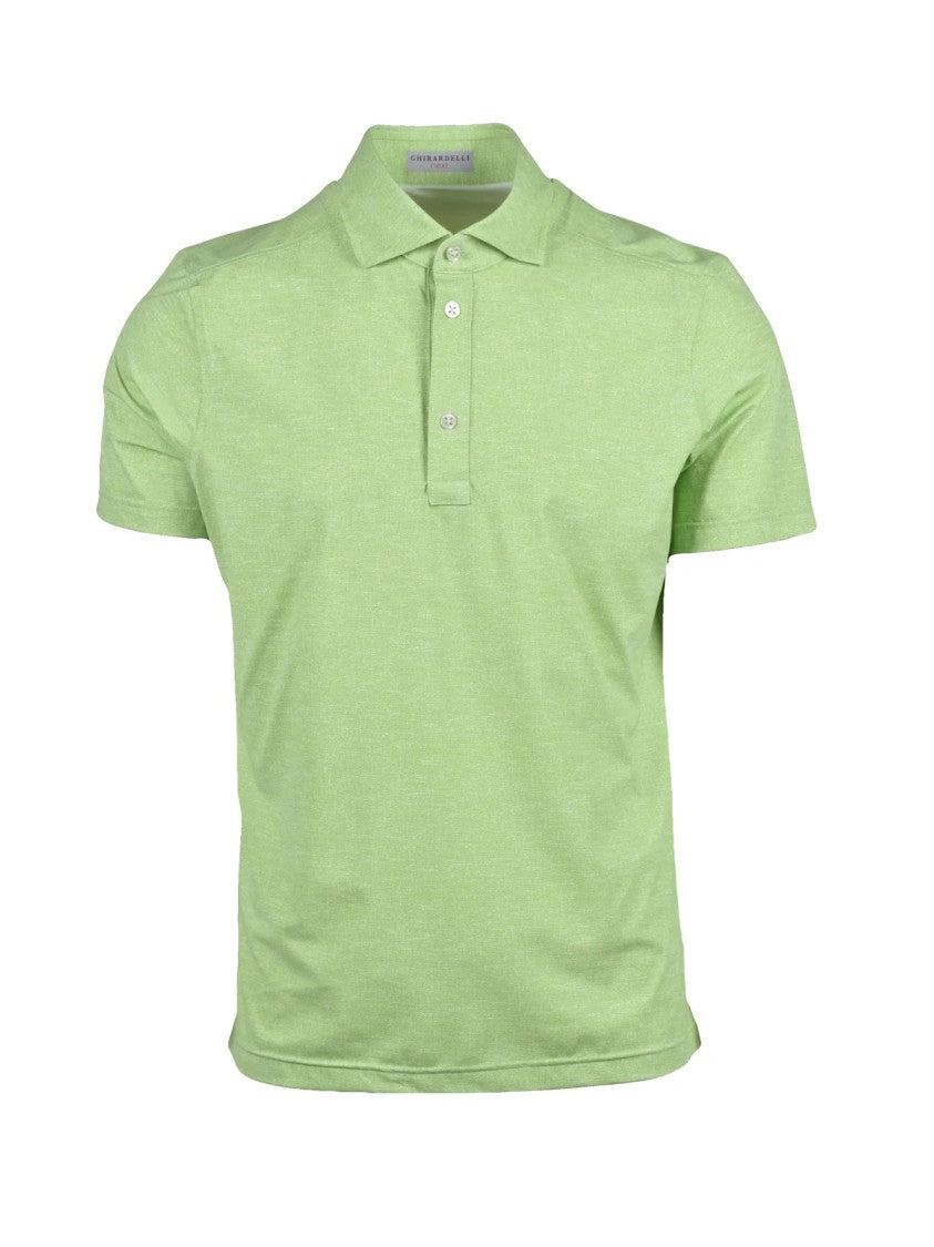 Ghirardelli Next Acid Green Three-Button Stretch Polo Shirt
