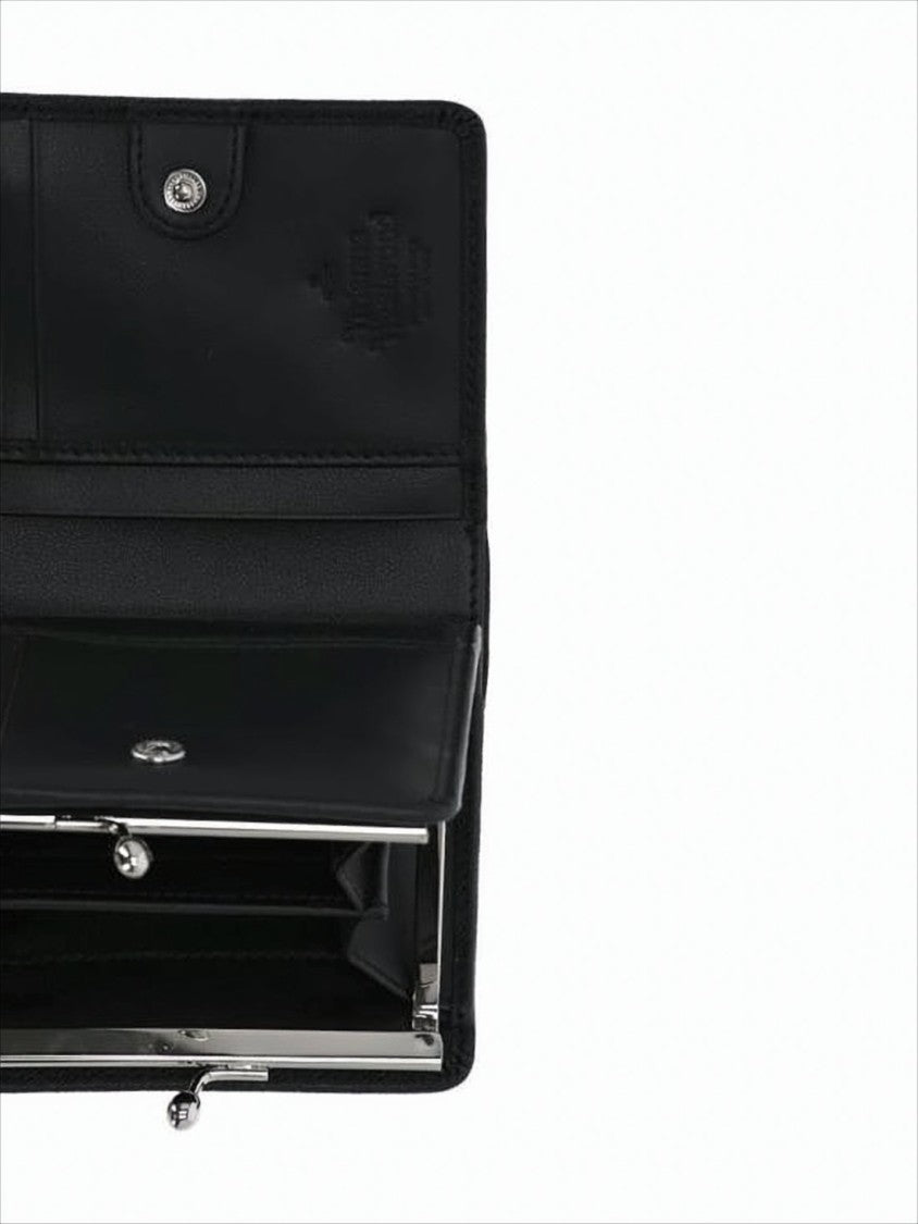 Vivienne Westwood Textured Leather Compact Wallet With Metallic Clasp