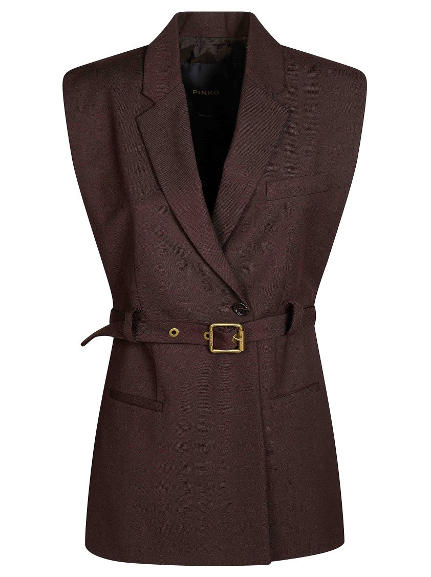 Pinko Nuraqus Diagonale V-Neck Tailored Gilet