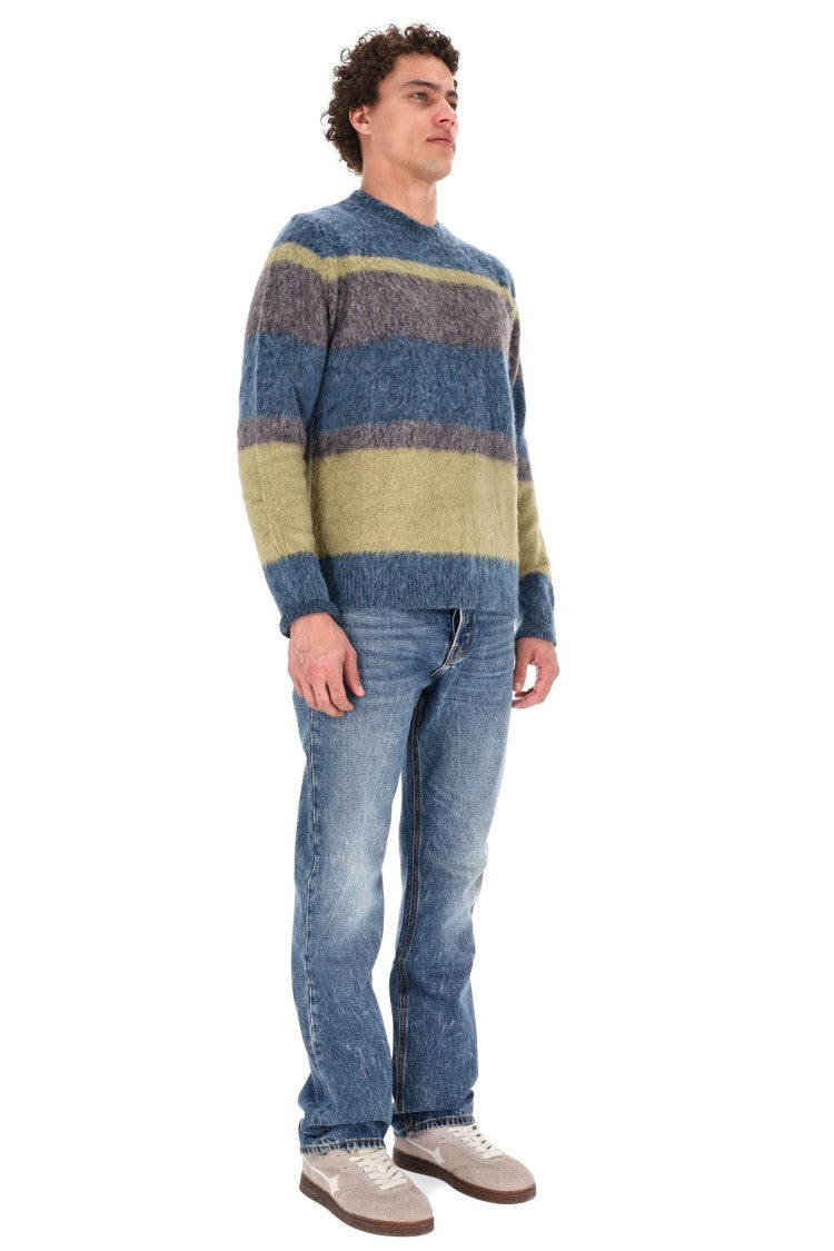Roberto Collina Cotton-Alpaca Color Block Crewneck Sweater