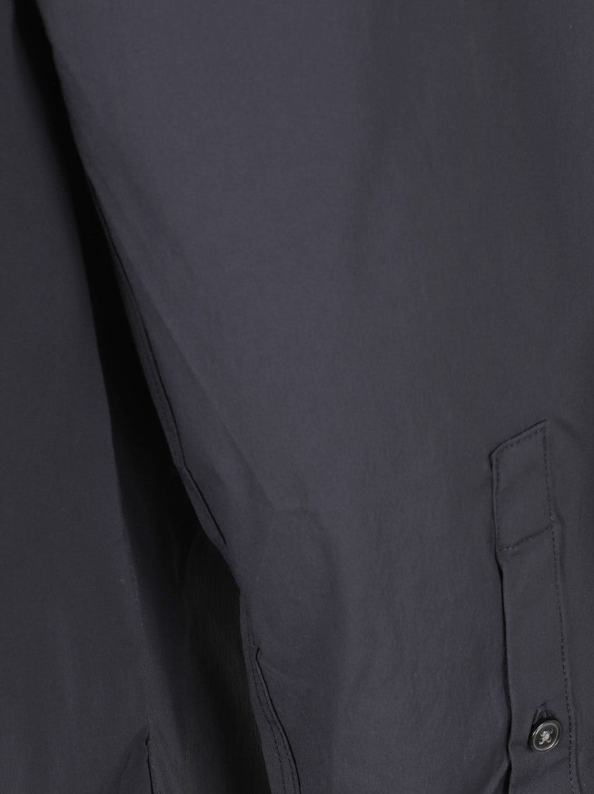 Emporio Armani Sleek Matte Black Shirt With Classic Collar And Buttoned Cuffs