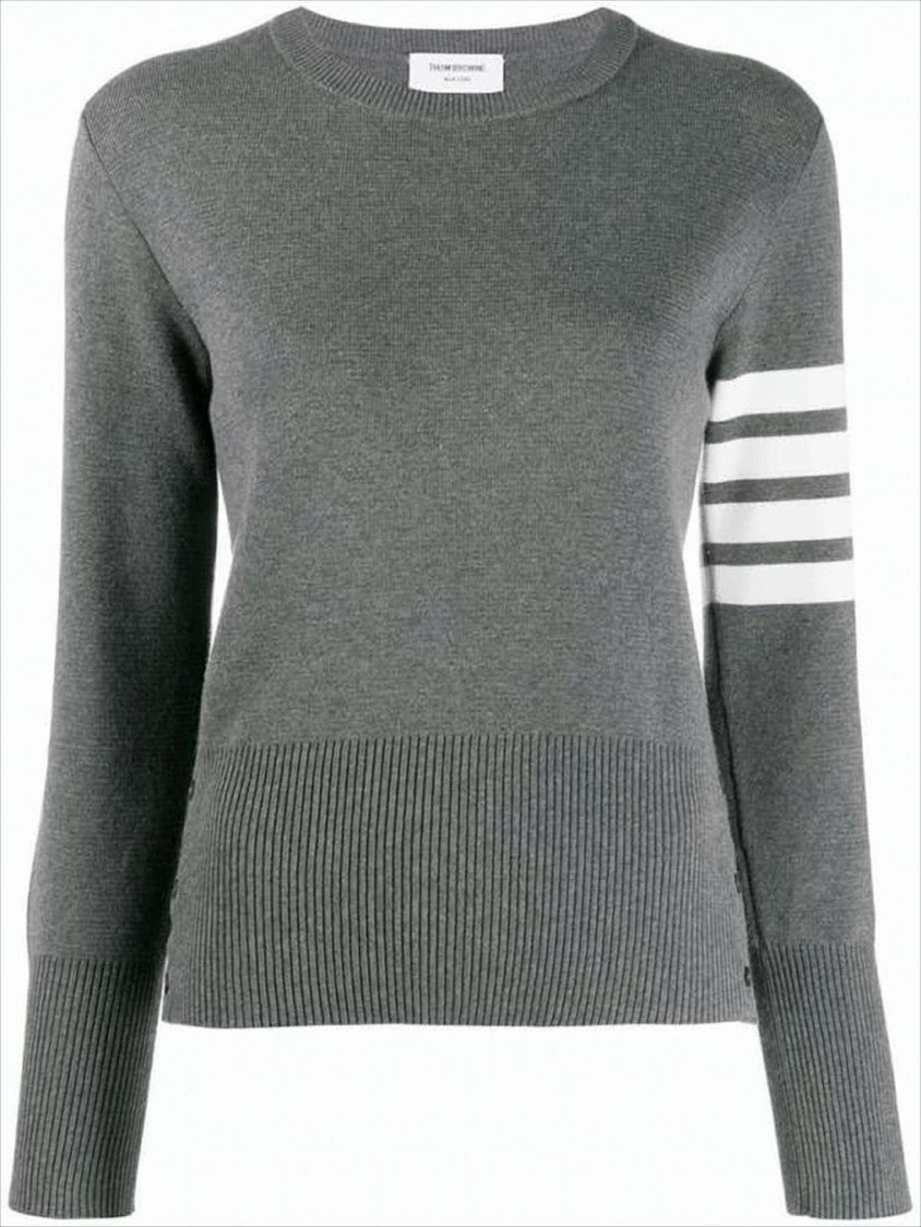 Thom Browne Fitted Knit Sweater With Tricolor Details