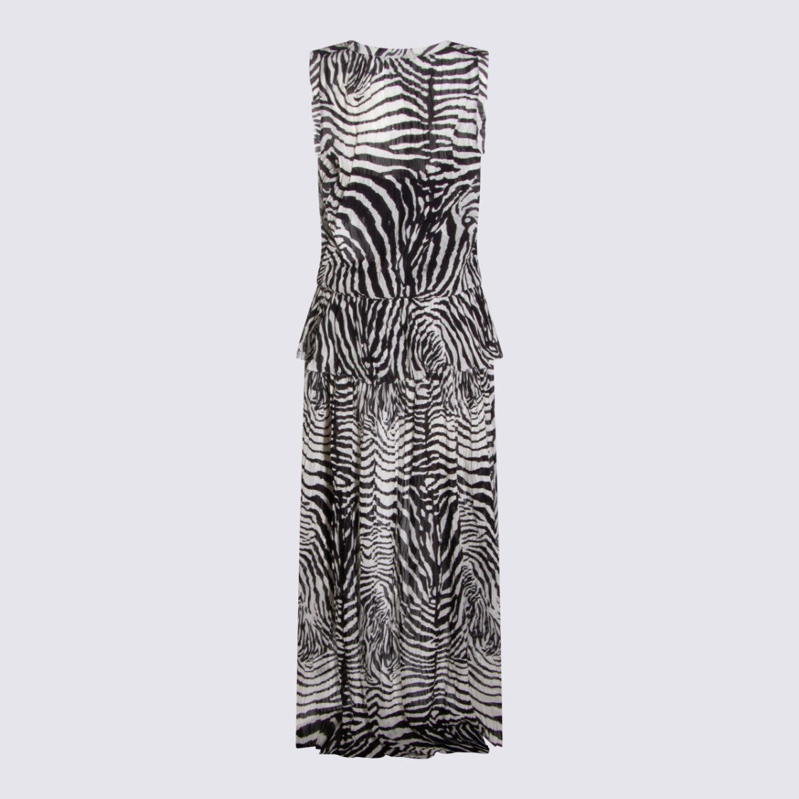 Blumarine Zebra-Patterned Maxi Dress With Peplum Detail