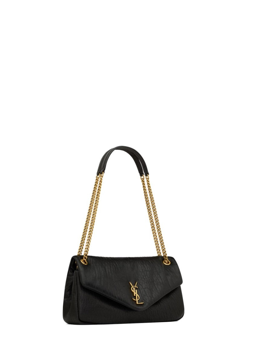 Saint Laurent Textured Lamb Leather Handbag With Dual Gold-Tone Chain