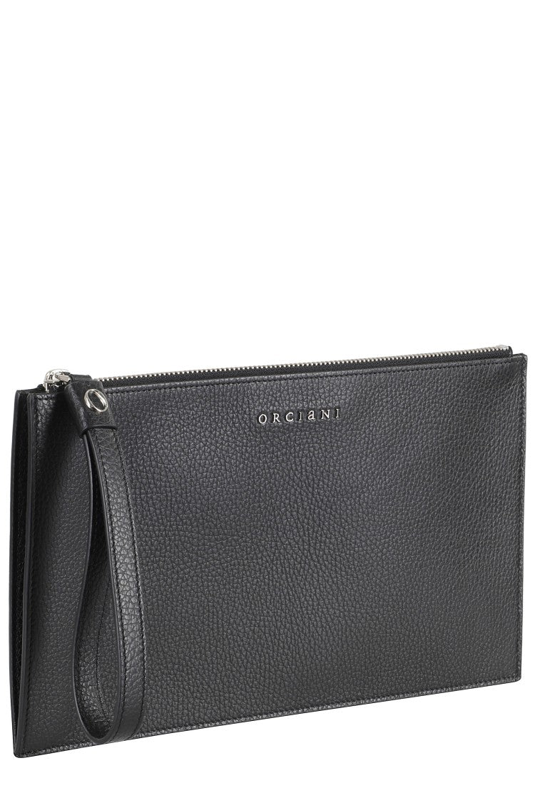 Orciani Micron Leather Pouch With Wrist Wrap
