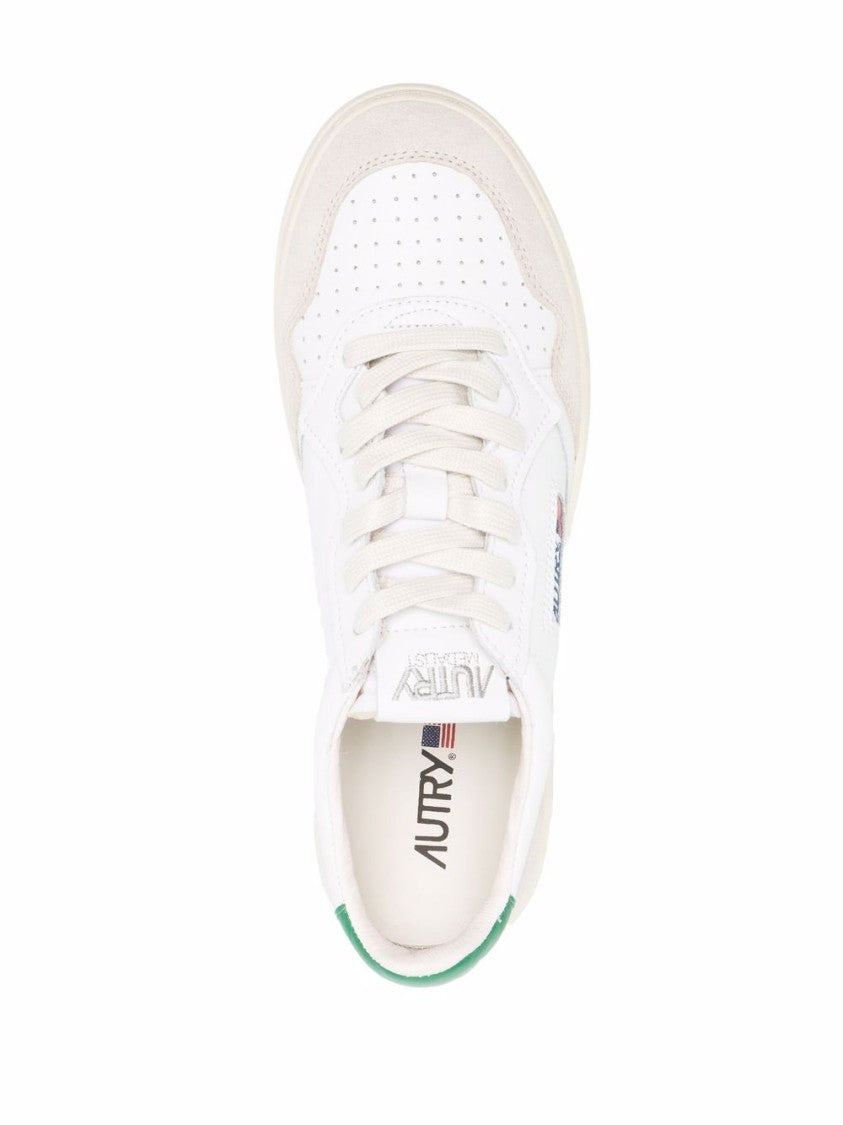 Autry Low-Top Sneakers With Mixed Textures And Contrast Heel Tab