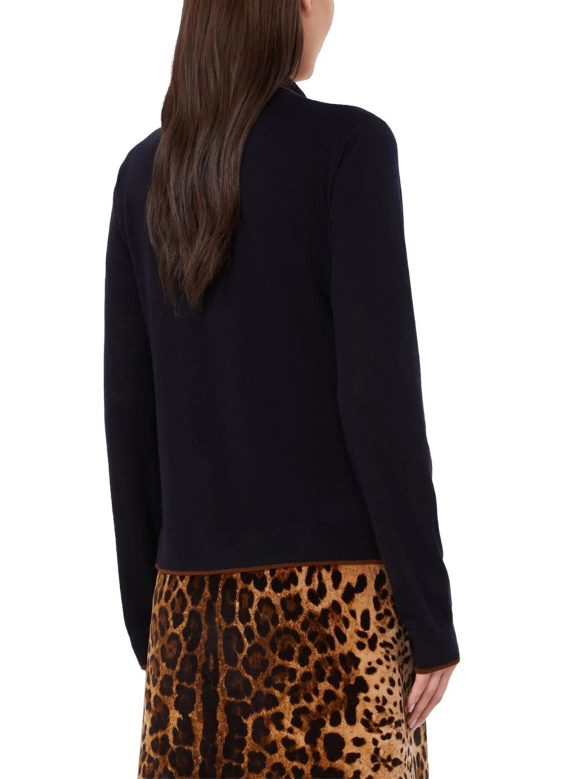 Max Mara Black Trimmed Fitted Cardigan