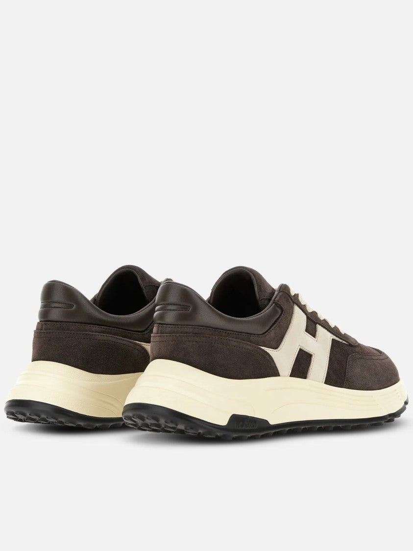 Hogan Dark Suede Sneakers With Contrasting Logo