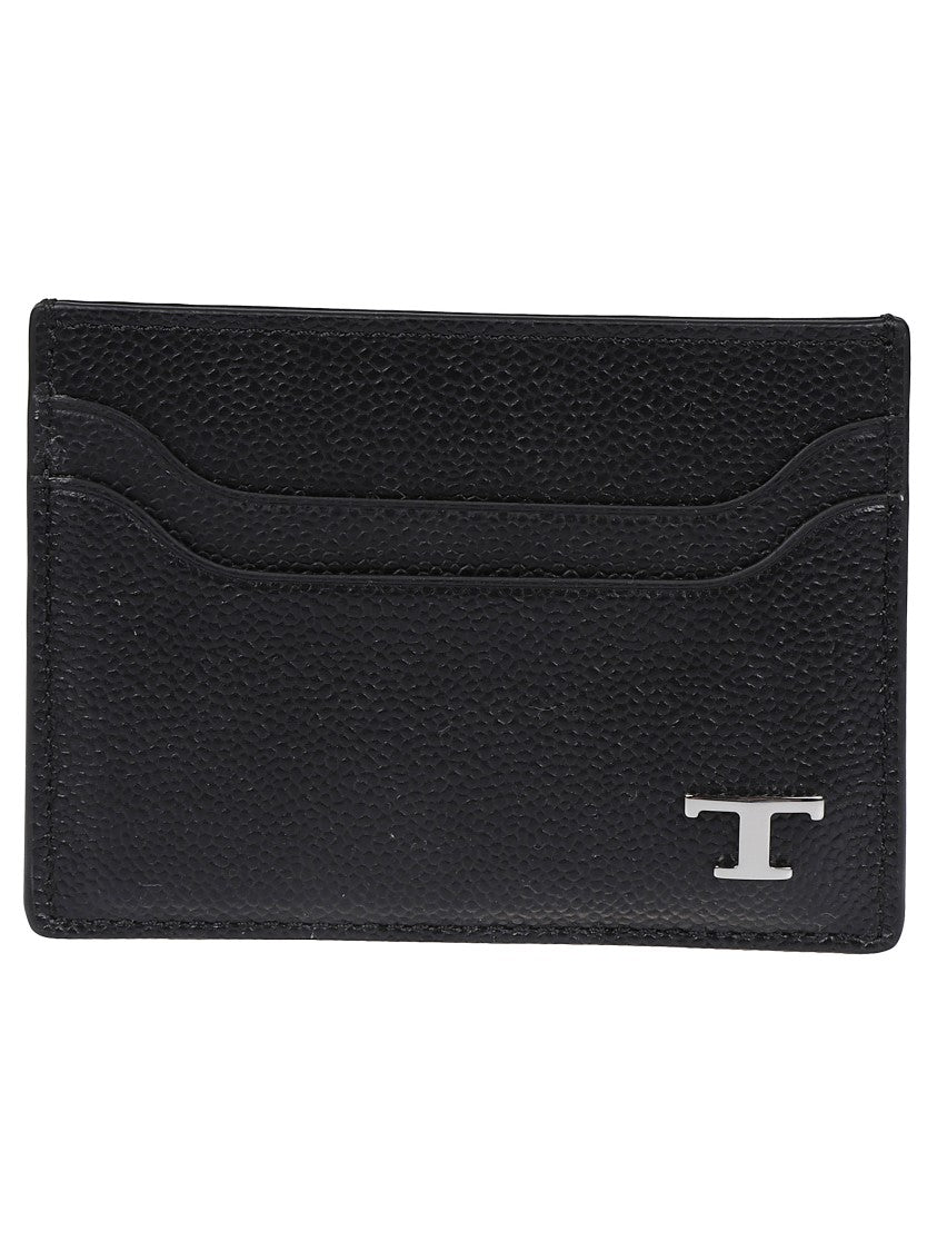 Tod's Textured Black Cardholder With Appliqué Logo
