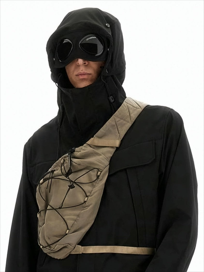 C.P. Company Minimalist Black Jacket With Integrated Hood And Goggles