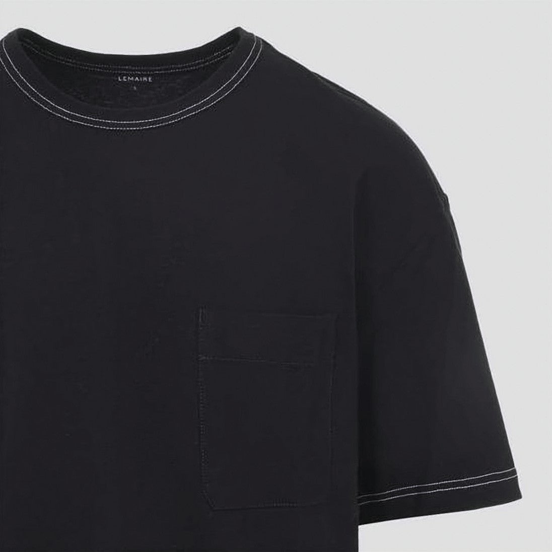 Lemaire Relaxed-Fit Black T-Shirt With Contrasting Stitching
