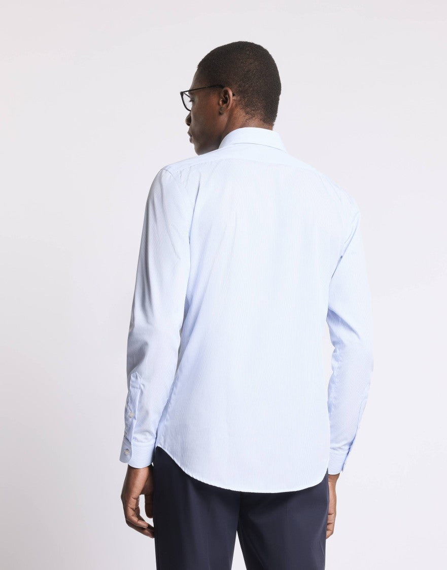 Fay French Collar Travel Shirt In Electric Blue