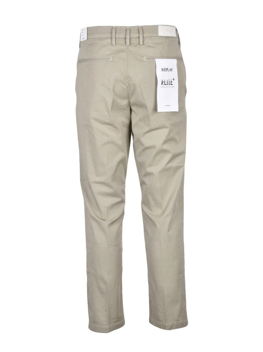 Replay Slim-Fit Chino Trousers In Muted Pistachio Green