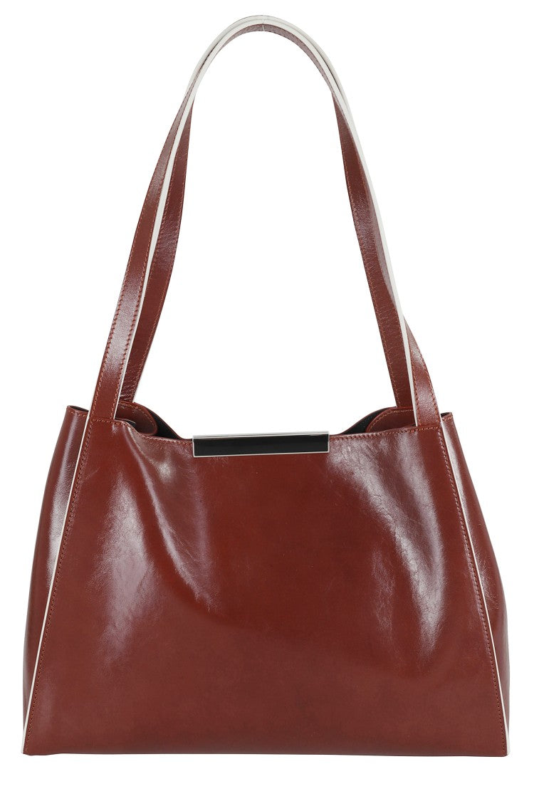 Marni Bordeaux Shiny Leather Tote Bag