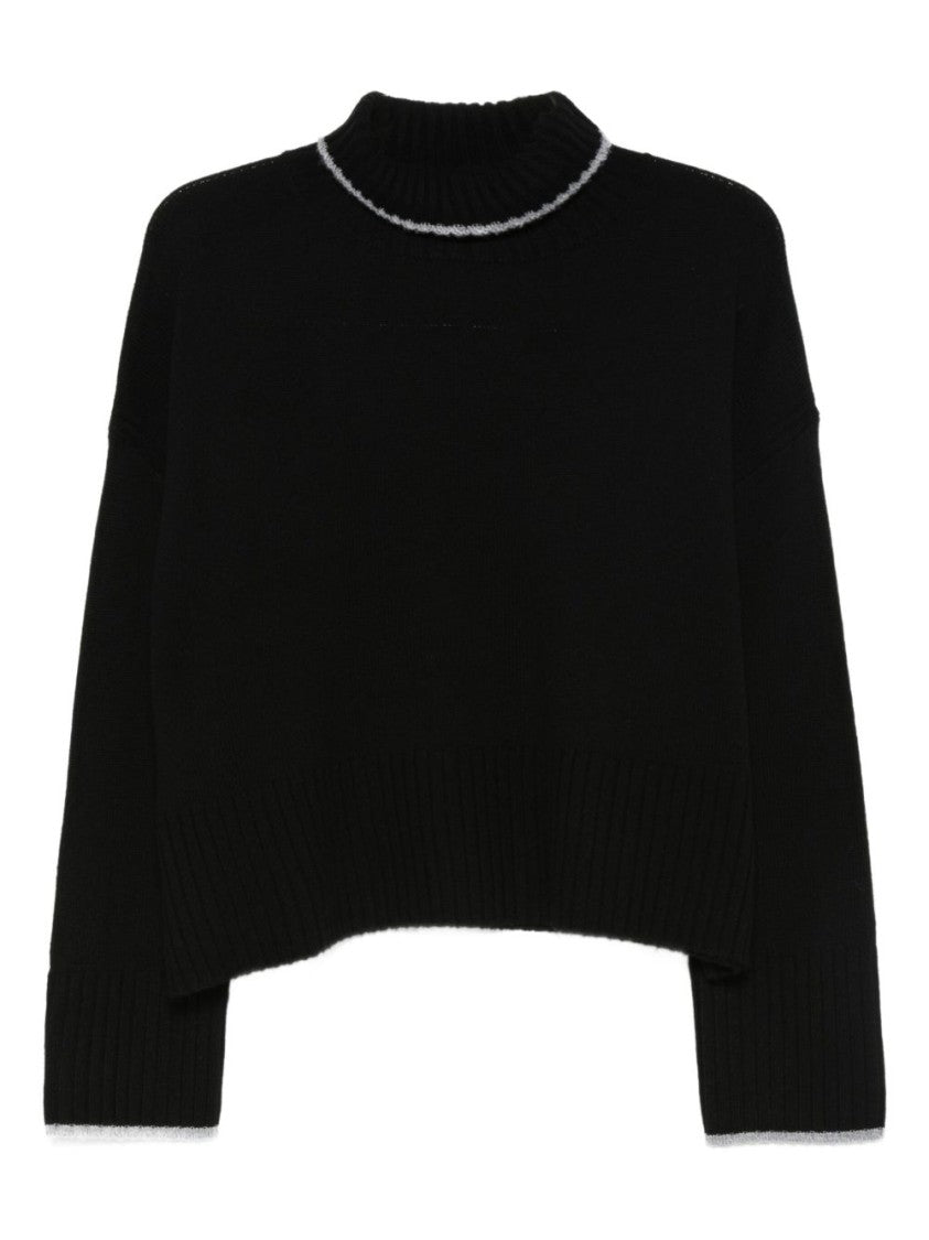 Pinko Loose-Fitting Sweater With High Ribbed Neckline