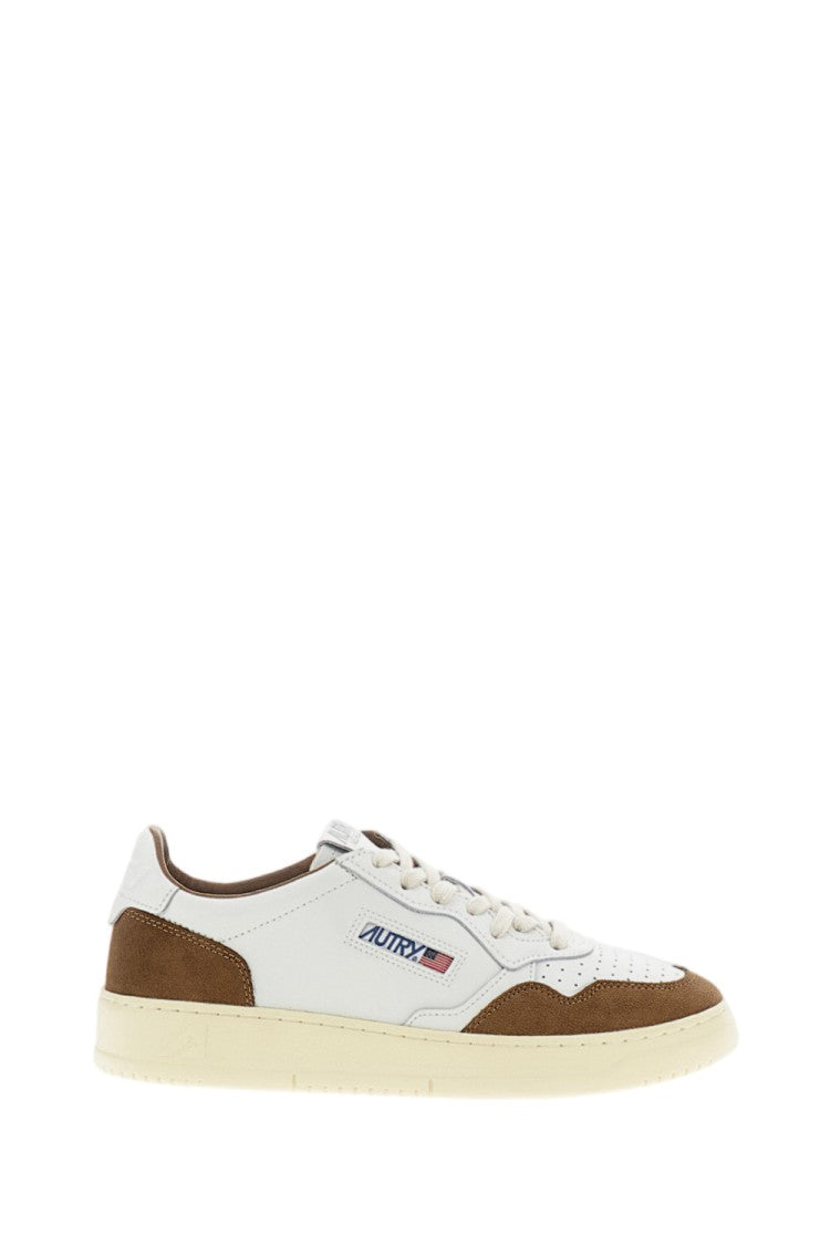 Autry White Brown Medalist Low Leather Suede Sneakers