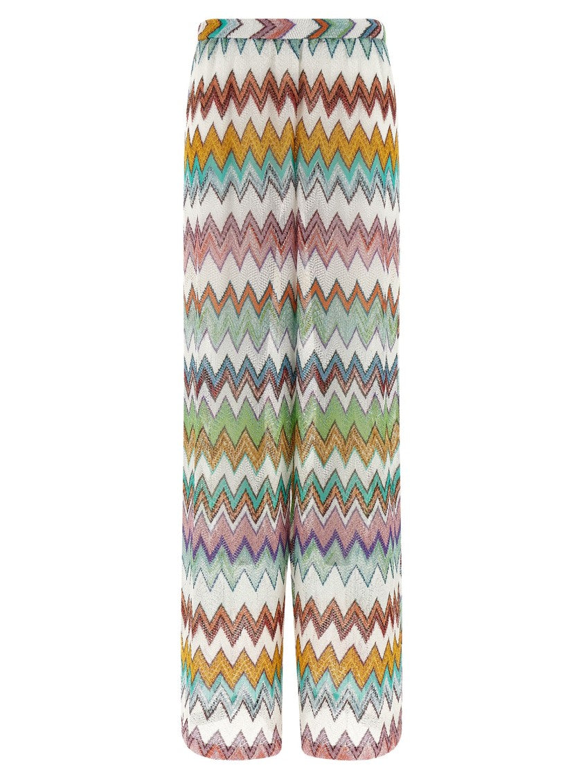 Missoni Wide-Legged Zigzag Patterned Pants With Shimmering Lamé Effect