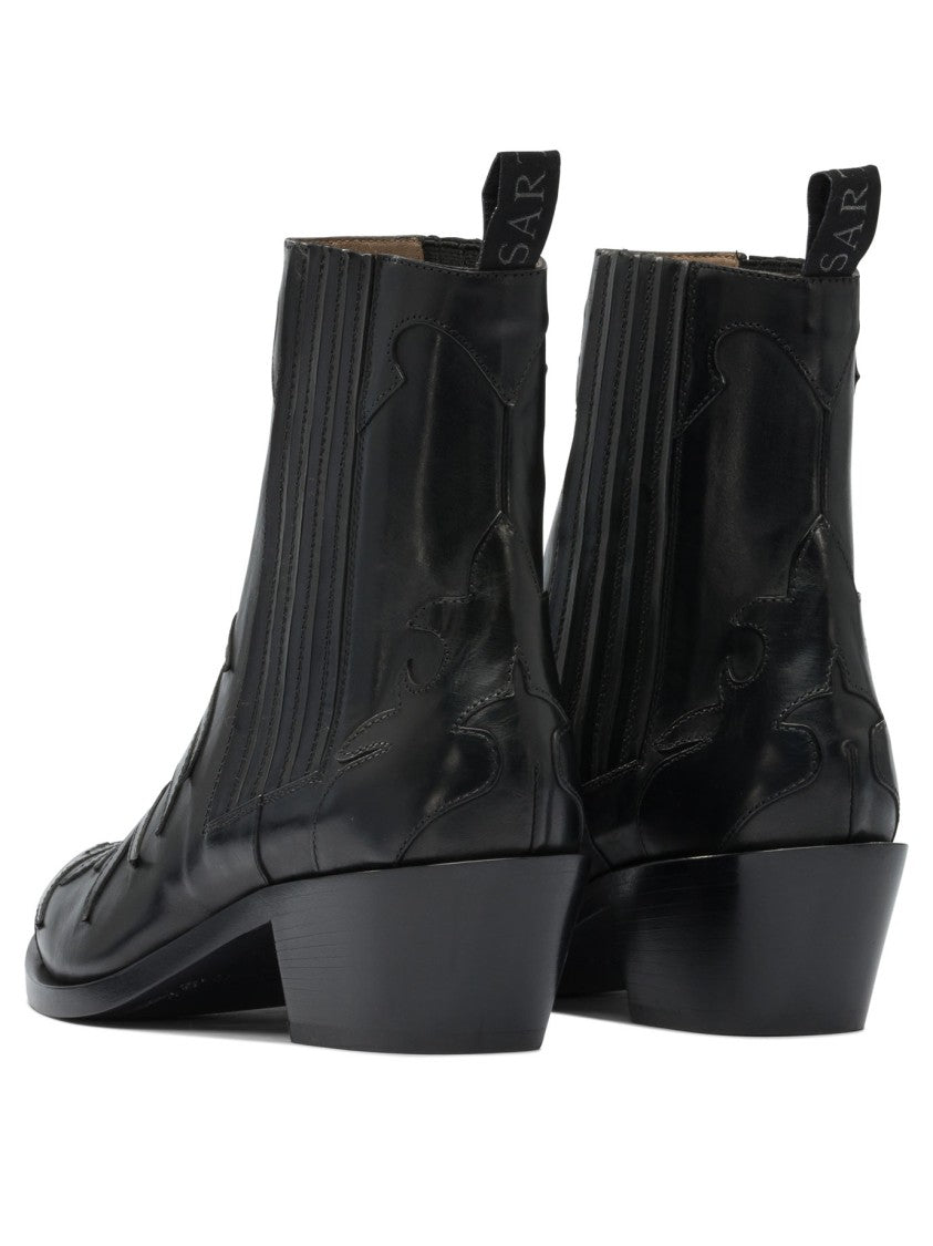 Sartore Pointed Toe Black Ankle Boots