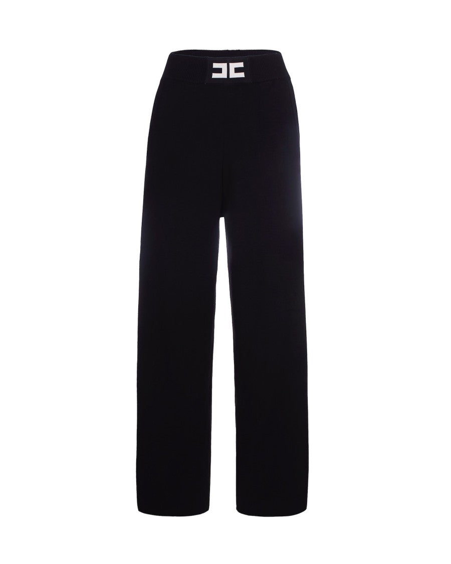 Elisabetta Franchi Black/Milk Viscose Pants With Shiny Bands