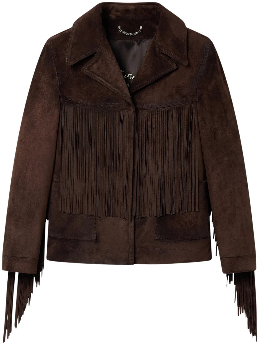 Golden Goose Waxed Calf Leather Fringed Journey Jacket