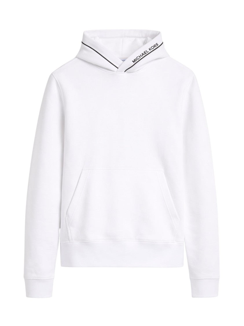 Michael Kors White Hooded Logo Trim Sweatshirt