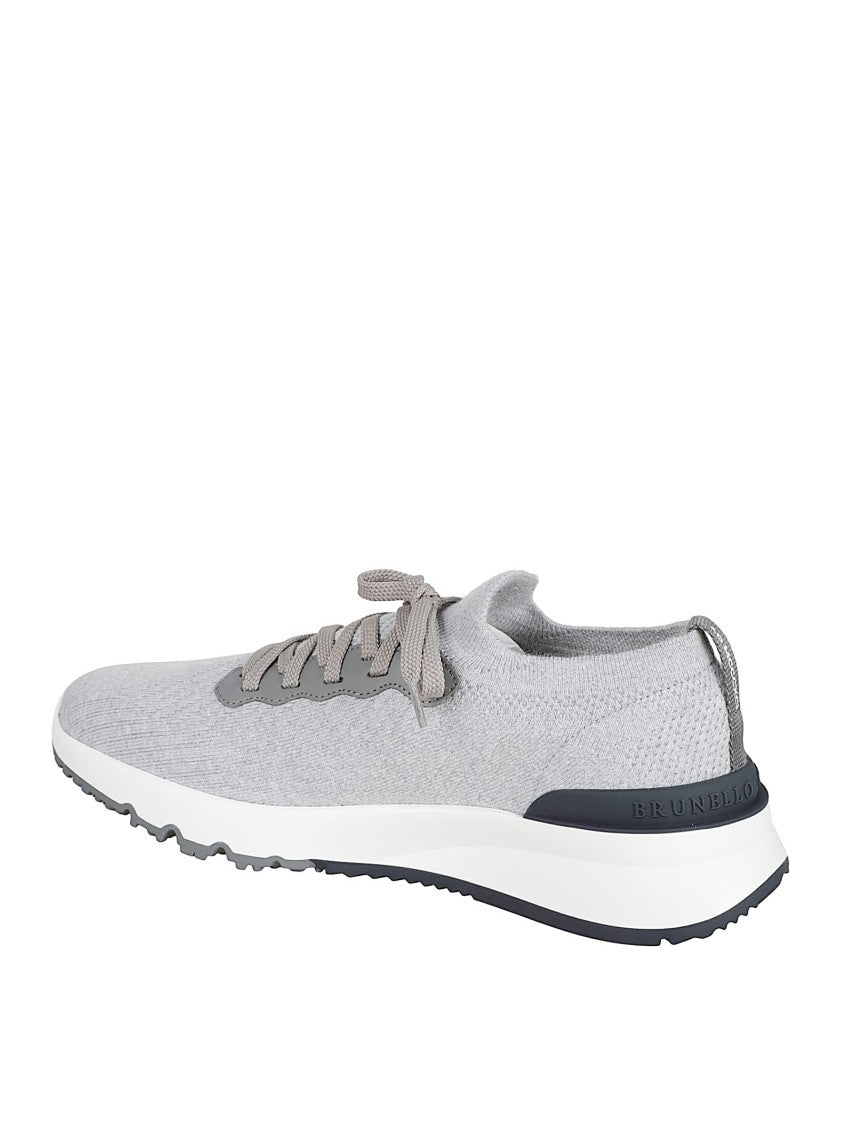 Brunello Cucinelli Cotton Round Toe Sneakers With Lace-Up Fastening