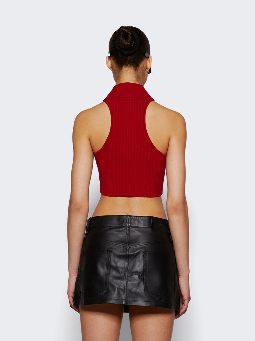 Courrèges Scuba Rib Knit Top Ruby