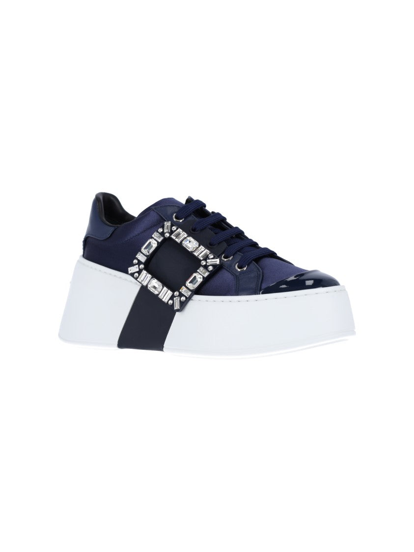 Roger Vivier Blue Viv' Skate Crystal Buckle Platform Sneakers