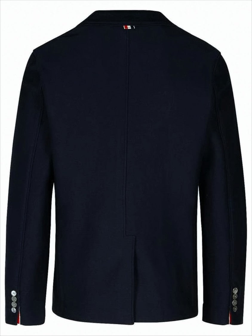 Thom Browne Tailored Blue Cotton Jacket With Classic Lapel