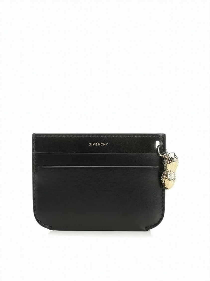 Givenchy Compact Black Cardholder With Gold-Tone Charm