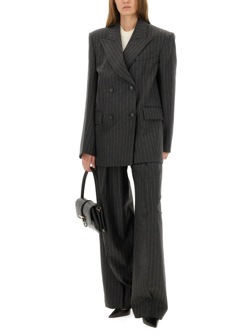 Sportmax Pinstripe Double-Breasted Jacket With Oversized Fit And Structured Silhouette