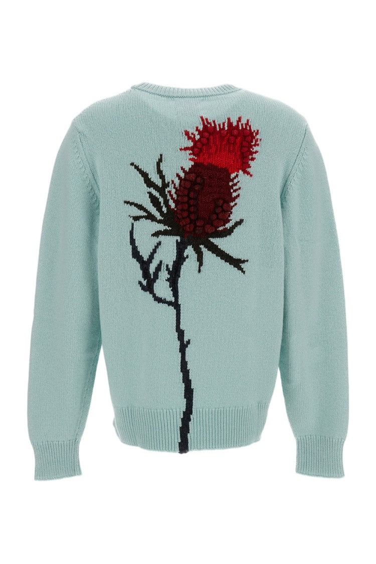 Barrie Light Blue Scottish Flower Jacquard Cashmere Sweater