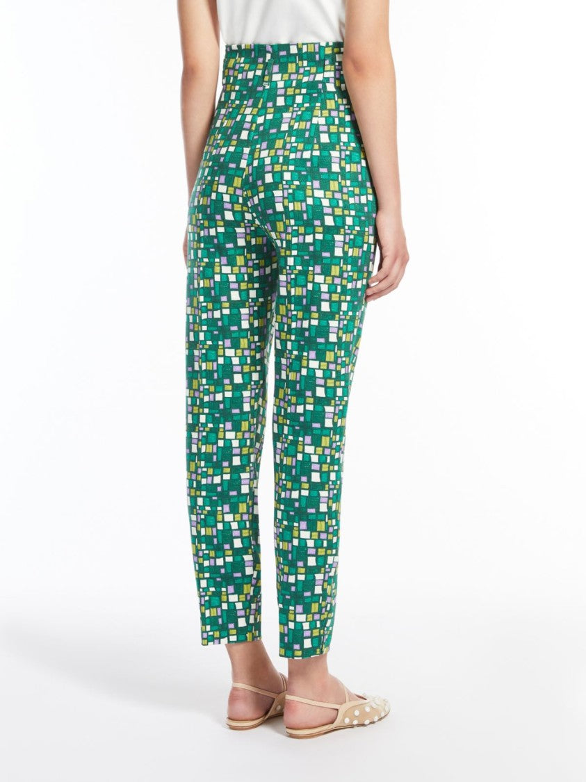 Max Mara High-Waisted Cropped Pants With All-Over Print