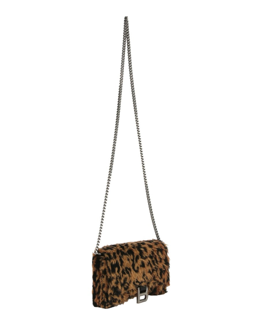 Balenciaga Leopard Print Hourglass Wallet On Chain