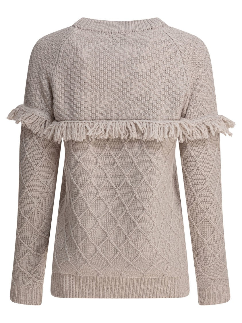 Rakki' Textured Knit Sweater With Fringe Detail