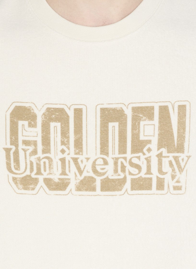 Golden Goose Ivory Cotton Sweatshirt With Contrasting Logo