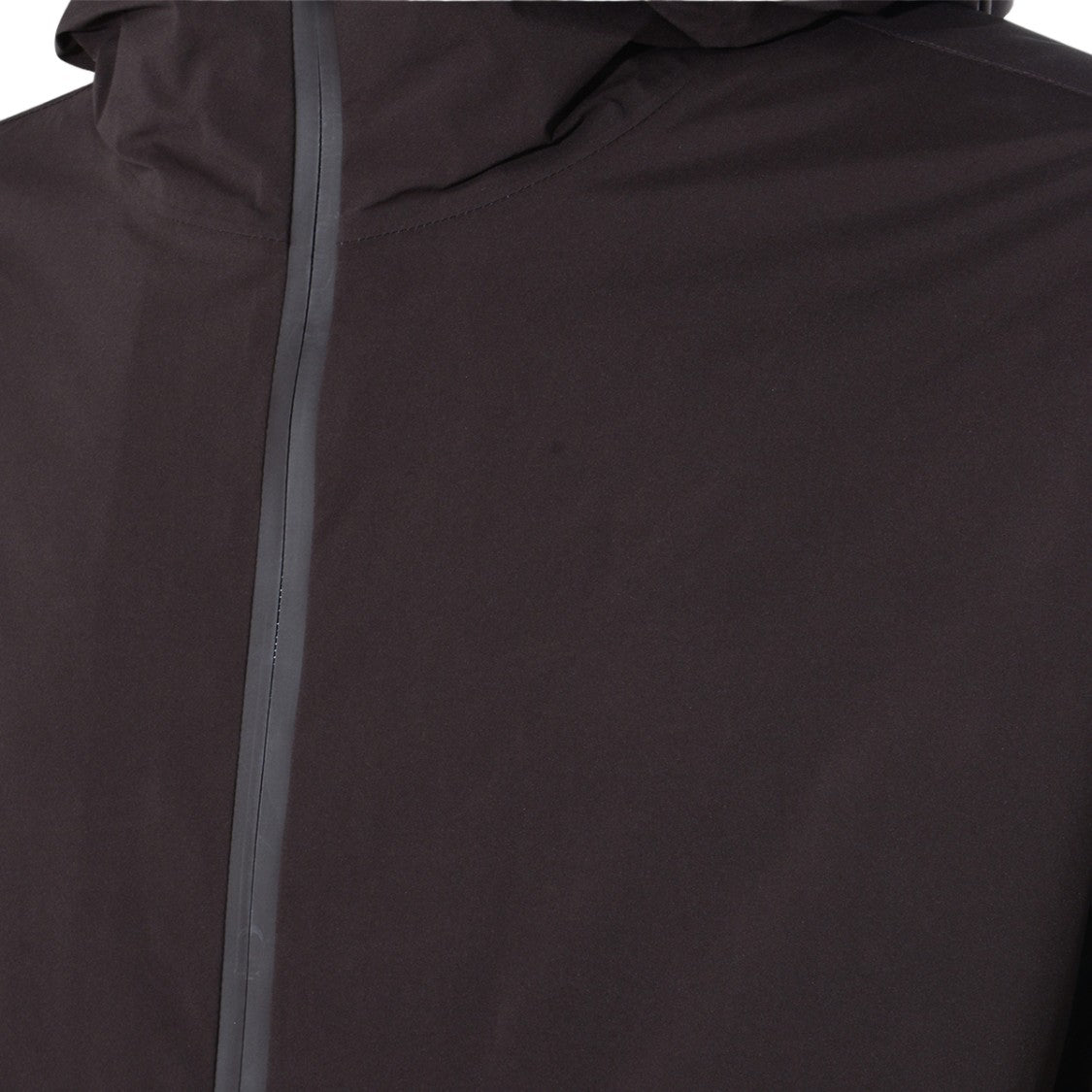 Laminar Brown Coat With Hood And Zipper Closure