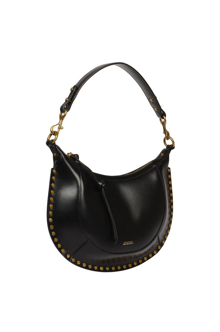 Isabel Marant Crescent-Shaped Black Leather Bag With Gold Accents