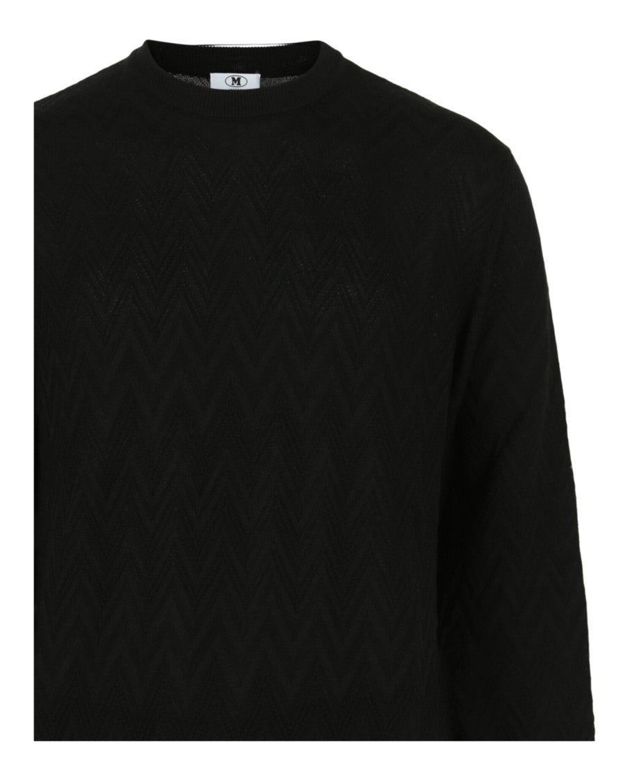 M Missoni Signature Crochet Knit Sweater With Zigzag Pattern